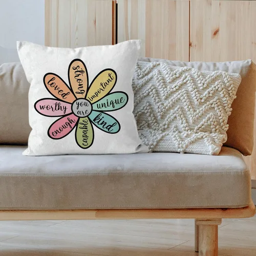Miniatura 6 de HIWX Fundas de almohada inspiradoras para el aula, almohadas para profesores para el aula, con texto en inglés «You are Enough Loved Kind», fundas