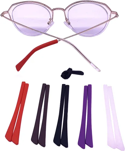 Miniatura 2 de mollensiuer 5 pares de puntas de silicona antideslizantes para lentes de oreja, fundas de tubo, retenedores de gafas de repuesto cómodas para patas