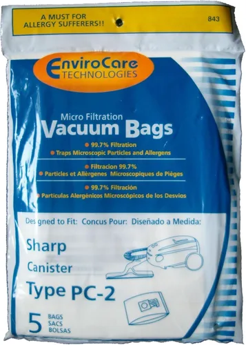 EnviroCare Bolsas de polvo para aspiradora de microfiltración de repuesto hechas para adaptarse a recipientes Sharp Type PC-2, paquete de 5