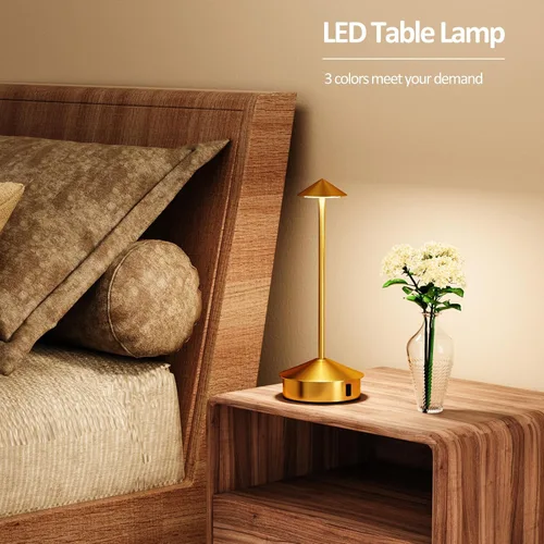 Miniatura 5 de Juego de 2 lámparas de mesa inalámbricas, lámpara de escritorio LED portátil, funciona con batería de 6000 mAh, lámpara recargable de 3 niveles