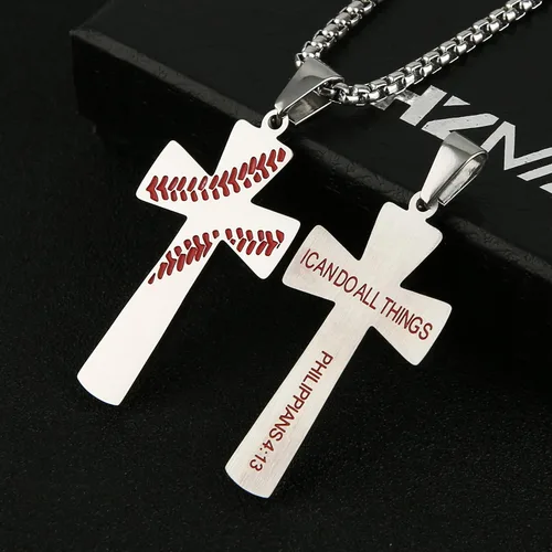 Miniatura 2 de HZMAN - Dije de cruz de béisbol, cadena de 24