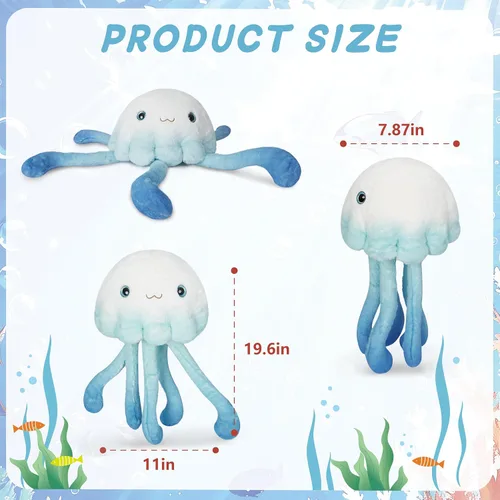 Miniatura 5 de Niuniu Daddy 23 pulgadas 3.3 libras de peluche con peso de medusa para niños y adultos, lindos animales de peluche con peso de medusa, almohada