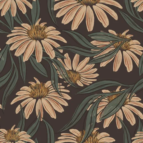 Miniatura 8 de HAOKHOME Papel tapiz para despegar y pegar, floral, bohemio, marrón, melocotón, verde, decoración de pared retro, mural extraíble de baño, 17.3