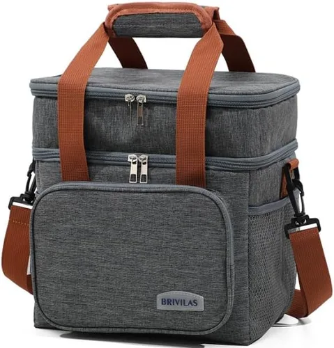 Miniatura 2 de MAxba Bolsa de almuerzo expandible de doble capa, bolsa de almuerzo a prueba de fugas, enfriador de almuerzo portátil para adultos, hombres