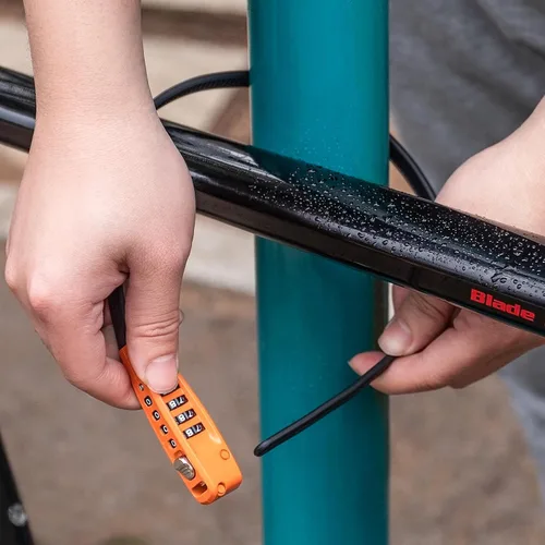 Miniatura 8 de CXWXC Cerradura de amarre con cremallera, 4 dígitos para casco de bicicleta, motocicleta, patineta, esquís, snowboard, cochecito y gabinete, ideal