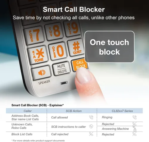 Miniatura 3 de Teléfono inalámbrico expandible DECT 6.0 con sistema de respuesta y bloqueador inteligente de llamadas de AT&T CL82207, Plateado/Negro
