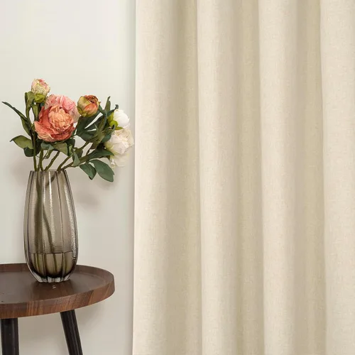 Miniatura 7 de YoungsTex - Cortinas de lino beige 100% opacas para dormitorio de 63 pulgadas de largo, cortinas cortas con aislamiento térmico y ojales
