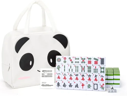 drizzle Juego de Mahjong numerado de 1.181 in – 1.2 pulgadas portátil 146 azulejos premium – Juego de versión tradicional china – Manual para Verde