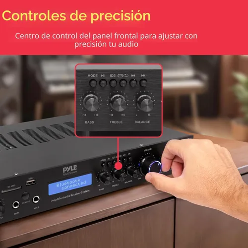 Miniatura 5 de Pyle Receptor amplificador Bluetooth de montaje en rack de 5 canales, amplificador de cine en casa, amplificador de altavoz, transmisión inalámbrica