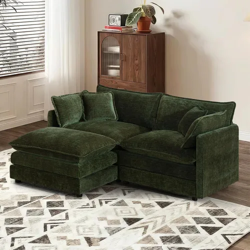 Miniatura 49 de Sofá seccional modular convertible de 76.7", sofás de dos plazas de chenilla con asiento profundo y cojines tipo loveseat para sala de estar, Beige