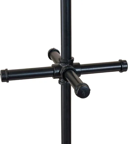Miniatura 6 de MyGift Perchero industrial de metal negro de 64 pulgadas con diseño de tubo realista y 12 ganchos, organizador de entrada para colgar abrigos