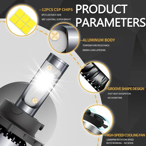 Miniatura 3 de para Ford F150 2004-2014 Bombillas LED Combo, paquete de 4 bombillas LED superbrillantes blancas para luz alta, baja y antiniebla