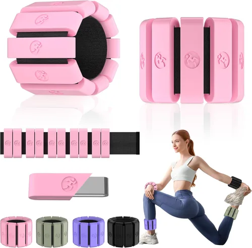 Miniatura 16 de Pesas de muñeca ajustables para mujeres y hombres, pesas de pierna para mujeres de 0.75lb-1lb-1.3lb cada una para caminar, yoga, danza, barre