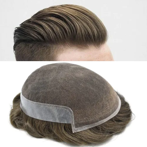 Miniatura 33 de Tupé para hombre, cabello humano real, suave encaje suizo frontal, tupé para hombres, sistema de cabello, extensiones capilar para hombre