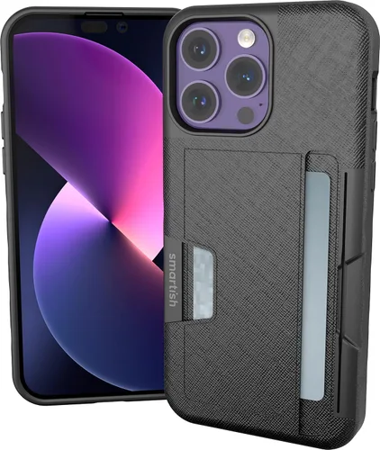 Miniatura 13 de Smartish Funda tipo cartera para iPhone 13 Pro – Wallet Slayer Vol. 2 [delgada + protectora] tarjetero con función atril - Black Tie Affair
