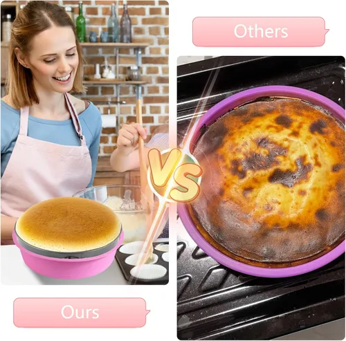 Miniatura 5 de 4 piezas de bandeja de baño de agua para tartas de queso, protector de molde de silicona desmontable con espátula de liberación de pasteles