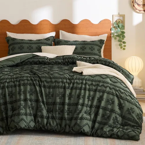 Miniatura 18 de Bedsure Juego de Edredón Tamaño Twin – Edredón beige, ropa de cama Boho con mechones estilo shabby chic para niños, juego de ropa de cama vintage