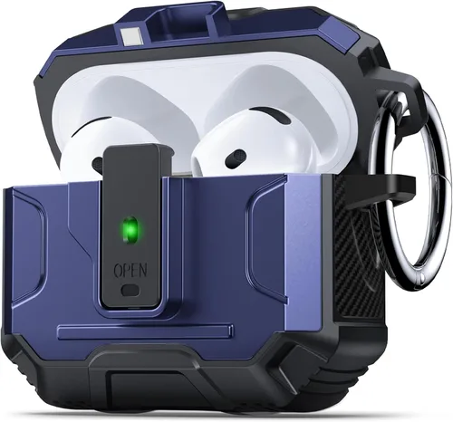 Miniatura 34 de DASFOND - Funda de armadura para AirPods de 2ª y 1ª generación, carcasa de cuerpo completo de grado militar a prueba de golpes, soporte de carga