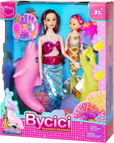 Muñecas de Sirena Baljinder con La Sirenita | Juguetes de Baño de Sumersión de Sirena de Verano con Delfín y Caballito de Mar que Cambian de Color |