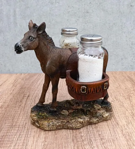 Miniatura 9 de Ebros Gift Western Country Farm Mule Donkey Ass Carrying Saddlebags Figurine Salt Pepper Shakers Holder Decoración De Animales De Trabajo Caballos