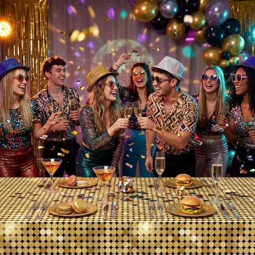 Miniatura 4 de gisgfim 3 manteles de plástico para fiesta de discoteca Casino Las Vegas, suministros para fiestas de casino, decoraciones de casino de los años 60