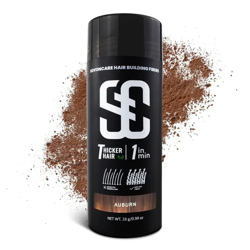 SOVONCARE Fibras capilares para adelgazar el cabello castaño, fibras de construcción del cabello para puntos calvos indetectables y naturales,