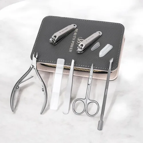Miniatura 2 de Beauty Power Set de manicura y pedicura 7 en 1 de acero inoxidable, ultra afilado, cortauñas inclinado, cortauñas para dedos, cortacutículas, lima
