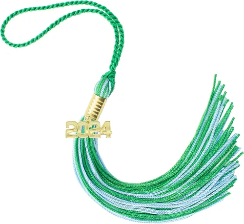Miniatura 539 de Borla de graduación Aqua 2022, todos los colores escolares disponibles, fabricada en Estados Unidos