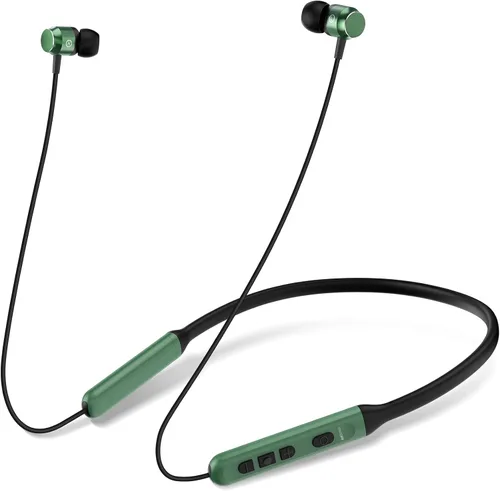 Miniatura 10 de Auriculares Bluetooth con banda para el cuello, auriculares inalámbricos Bluetooth 6.0 con micrófono, luz cómoda, graves profundos, tiempo de Negro