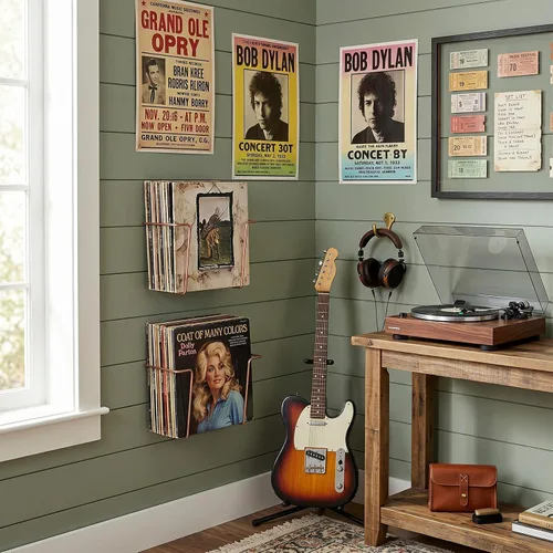 Miniatura 4 de MyGift Estantes Modernos de Alambre Metálico Montados en Pared para Almacenamiento de Discos de Vinilo, Soportes Colgantes para Discos LP, Estantes