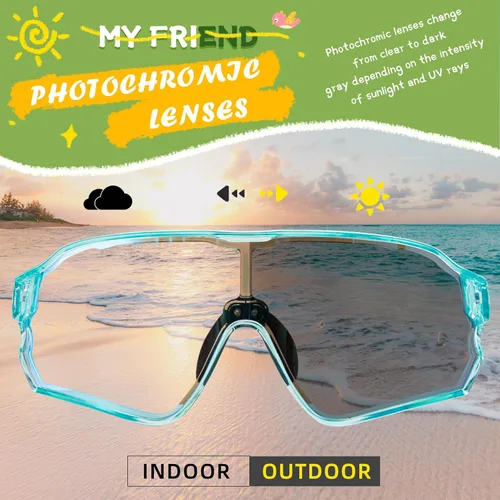 Miniatura 4 de ROCKBROS Gafas de sol deportivas fotocromáticas para niños y niñas, jóvenes, MTB Biking para niños de 8 a 14 años Verde
