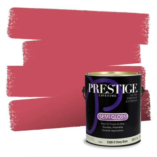 Miniatura 469 de Prestige Paints Pintura exterior e imprimación en uno, 1 galón, plano, coincidencia comparable de Valspar* Amber Rose*