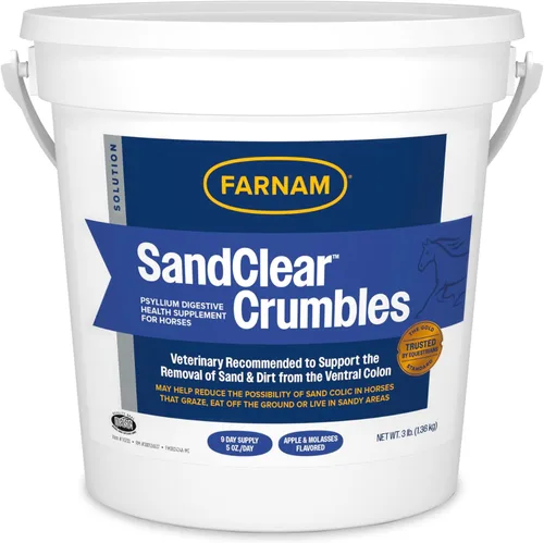 Farnam SandClear Psyllium Crumbles Suplemento para caballos, ayuda a eliminar la arena del colon y apoya la salud digestiva, sabor a manzana/melaza,
