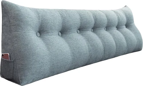 Miniatura 8 de Almohada de cuña gruesa de 14 libras tamaño King para cabecero, posicionador de cuerpo, almohada de lectura triangular para sentarse en la cama