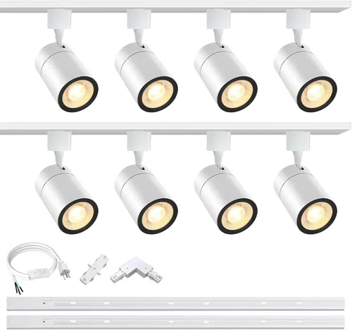 Miniatura 11 de Cabezales de iluminación de riel tipo H regulables blancos (sin rieles de riel), 6 piezas iluminadas 3000 K blanco cálido 20 W 2400 lm