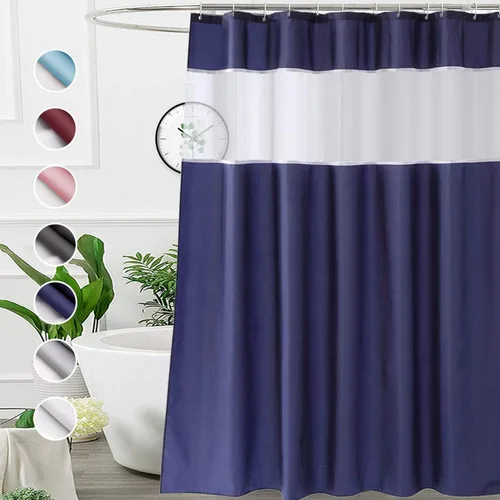 Miniatura 10 de UFRIDAY - Cortina de ducha de tela moderna en negro y blanco, 48 x 72 pulgadas, cortina de ducha de tela para baño y bañeras, lavable a máquina