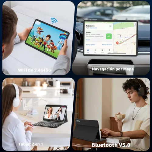 Miniatura 7 de Tablet Android 2026 de 10 pulgadas, tableta Android 15 con teclado, 24 GB+256 GB+2 TB expandir, tabletas 2 en 1 con Gemini AI, 8 núcleos, 8000 mAh