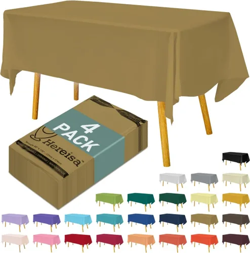 Miniatura 102 de Paquete de 3 manteles de plástico desechables de 54 x 108 pulgadas, manteles de color blanco hueso, manteles de fiesta nupcial para fiestas