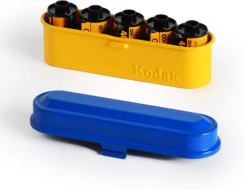 Estuche para película Kodak - para 5 rollos de películas de 35 mm - estuche compacto y retro de acero para ordenar y proteger rollos de película Azul