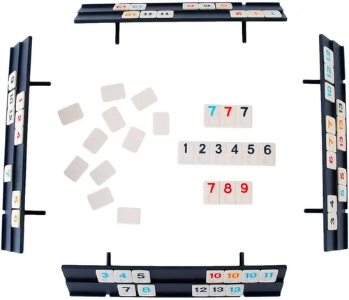 Miniatura 4 de Homwom 106 Tiles Rummy Game – Juegos de viaje Rummy Juego de mesa Rummy con estuche de aluminio y 4 bandejas antideslizantes duraderas