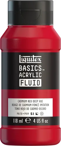 Miniatura 31 de Liquitex BASICS Pintura acrílica fluida, botella de 118ml (4 onzas), tono amarillo cadmio medio Tono medio amarillo cadmio