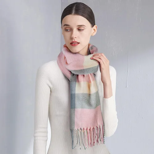 Miniatura 4 de Loritta Bufanda para mujer, chales largos a cuadros, para invierno, cálida, bufandas grandes, regalos