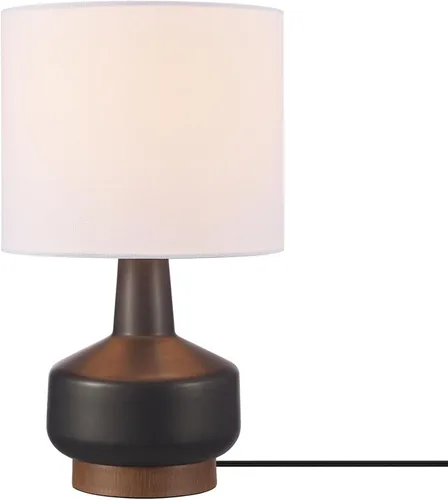 Miniatura 11 de GLOBE Electric 65922 - Lámpara de mesa de 20 pulgadas, acabado de hormigón acanalado, pantalla de lino blanco