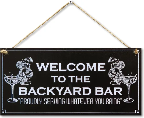 CARISPIBET Letreros de bienvenida a la barra del patio trasero, letreros al aire libre para porche, placas decorativas para cocina, 6 x 12 pulgadas