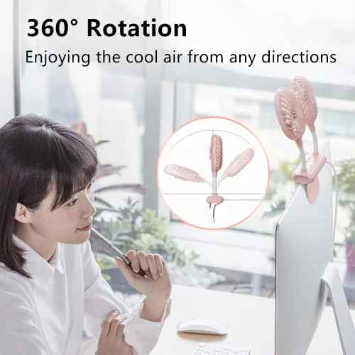 Miniatura 4 de Ventilador de monitor con 2 cabezales giratorios, 3 velocidades, abrazadera resistente, ventilador de refrigeración alimentado por USB para Blanco