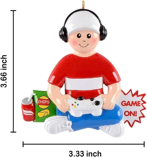 Miniatura 4 de MAXORA Adorno personalizado para árbol de Navidad para niños, adorno de jugador de video gamer, controlador de mano, decoración de árbol de Navidad