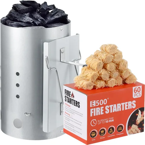 Miniatura 11 de E500 Arrancador de fuego, cuadrados para barbacoa, fogata, chimenea, estufa de leña, chimenea, hoguera, parrilla, 32 cubos para uso en interiores