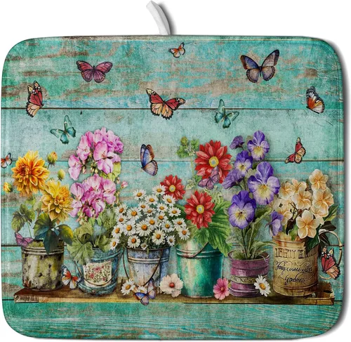 Miniatura 50 de Alfombrilla de secado de platos para encimera de cocina pequeña absorbente de café de otoño Alfombrilla de secado de microfibra de bosque de otoño