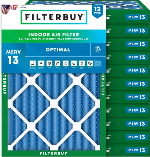 Miniatura 18 de Filterbuy Filtro de aire de 8 x 14 x 1 pulgadas MERV 13 de defensa óptima (paquete de 12), filtros de aire de repuesto plisados HVAC para calderas