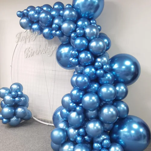 Miniatura 4 de 102 globos de color azul cromado de 18 pulgadas, 12 pulgadas, 10 pulgadas, 5 pulgadas, diferentes tamaños, kit de globos metálicos de fiesta